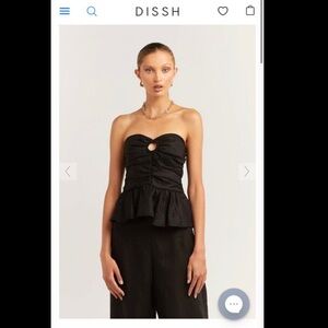 Dissh linen black strapless top